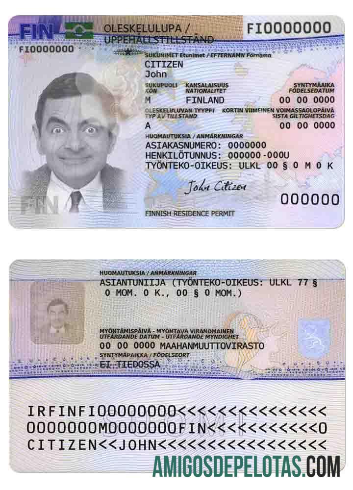 Autorização de residência na Finlândia versão 2 amostra